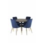 Dipp Dining Table - 115cm - Black / Black Brass, Velvet Deluxe Dining Chair - Blue / Brass_4