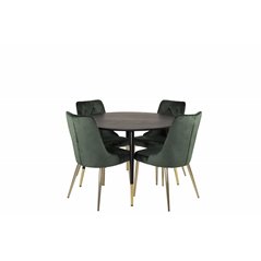 Dipp Dining Table - 115cm - Black / Black Brass, Velvet Deluxe Dining Chair - Green / Brass_4