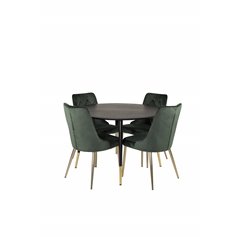 Dipp Dining Table - 115cm - Black / Black Brass, Velvet Deluxe Dining Chair - Green / Brass_4