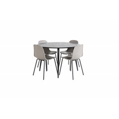 Dipp Dining Table - 115cm - Black Veneer / All black legs , Arctic Dining Chair - Black Legs - Khaki Plastic_4