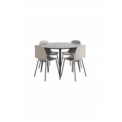 Dipp Dining Table - 115cm - Black Veneer / All black legs , Arctic Dining Chair - Black Legs - Khaki Plastic_4