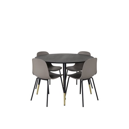 Dipp Dining Table - 115cm - Black / Black Brass, Arctic Dining Chair - Black Legs - Khaki Plastic_4