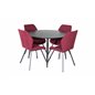 Dipp Dining Table - 115cm - Black Veneer / All black legs , Gemma  Dining Chair - Black Legs - Red Fabric_4