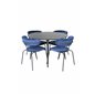 Dipp Dining Table - 115cm - Black Veneer / All black legs , Arrow armchair - Black Legs - Blue Velvet_4