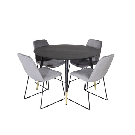 Dipp Dining Table - 115cm - Black / Black Brass, Muce  Dining Chair - Black Legs - Grey Velvet_4