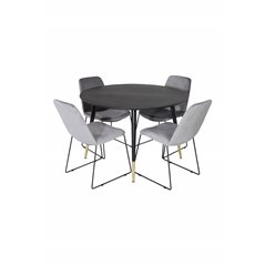 Dipp Dining Table - 115cm - Black / Black Brass, Muce  Dining Chair - Black Legs - Grey Velvet_4