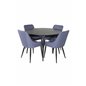 Dipp Dining Table - 115cm - Black Veneer / All black legs , Plaza Dining Chair - Black Legs - Blue Fabric_4