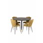 Dipp Dining Table - 115cm - Black / Black Brass, Limhamn Light - Chair - Gold Velvet_4