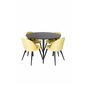 Dipp Dining Table - 115cm - Black Veneer / All black legs , Velvet Dining Chair - Yellow / Black_4