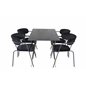 Dipp Dining Table - 120 cm - Black Veneer - Black Legs w, Brass dipp, Arrow armchair - Black Legs - Black Velvet_4