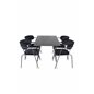 Dipp Dining Table - 120 cm - Black Veneer - Black Legs w, Brass dipp, Arrow armchair - Black Legs - Black Velvet_4