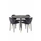 Dipp Dining Table - 115cm - Black / Black Brass, Vault Dining Chair - Black legs - Black Flower printed fabric_4