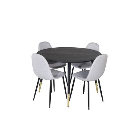 Dipp Dining Table - 115cm - Black / Black Brass, Polar Dining Chair - Black Legs - Light Grey Fabric_4