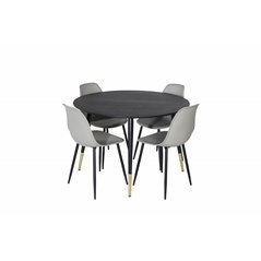 Dipp Dining Table - 115cm - Black / Black Brass, Polar Plastic Dining Chair - Black Legs / Grey Plastic_4