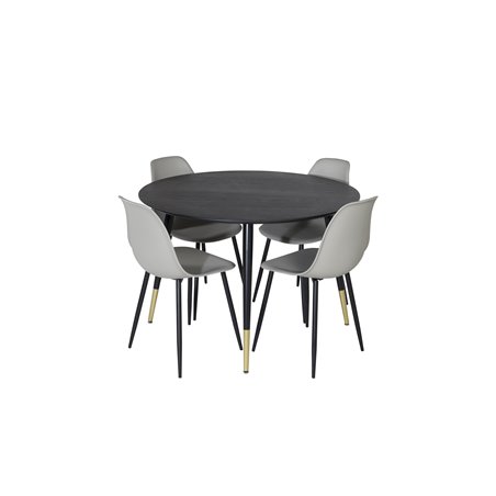 Dipp Dining Table - 115cm - Black / Black Brass, Polar Plastic Dining Chair - Black Legs / Grey Plastic_4