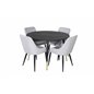 Dipp Dining Table - 115cm - Black / Black Brass, Plaza Dining chair - Black legs - Light  Grey Fabric_4