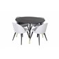 Dipp Dining Table - 115cm - Black / Black Brass, Velvet Dining Chiar - Black legs - Light GreyFabric_4