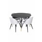 Dipp Dining Table - 115cm - Black / Black Brass, Velvet Dining Chiar - Black legs - Light GreyFabric_4