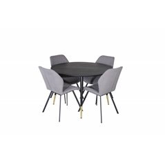 Dipp Dining Table - 115cm - Black / Black Brass, Gemma  Dining Chair - Black Legs - Grey Fabric_4