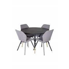 Dipp Dining Table - 115cm - Black / Black Brass, Gemma  Dining Chair - Black Legs - Grey Fabric_4