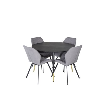 Dipp Dining Table - 115cm - Black / Black Brass, Gemma  Dining Chair - Black Legs - Grey Fabric_4