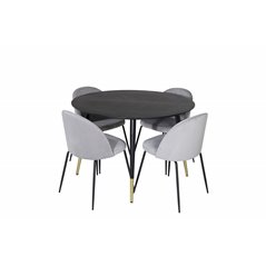 Dipp Dining Table - 115cm - Black / Black Brass, Wrinkles Dining Chair - Black Legs - Grey Velvet_4