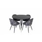 Dipp Dining Table - 115cm - Black / Black Brass, Velvet Dining Chair -  Black Flower fabric_4