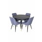 Dipp Dining Table - 115cm - Black / Black Brass, Plaza Dining Chair - Black Legs - Blue Fabric_4