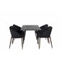 Dipp Dining Table - 120 cm - Black Veneer - Black Legs w, Brass dipp, Arch Dining Chair - Walnut Legs - Black Fabric_4