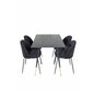 Dipp Dining Table - 120 cm - Black Veneer - Black Legs w, Brass dipp, Wrinkles Dining Chair - Black Legs - Black Velvet_4