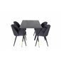 Dipp Dining Table - 120 cm - Black Veneer - Black Legs w, Brass dipp, Velvet Dining Chiar - Black legs- Black Fabric_4