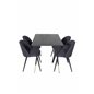 Dipp Dining Table - 120 cm - Black Veneer - Black Legs w, Brass dipp, Velvet Dining Chiar - Black legs- Black Fabric_4