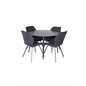 Dipp Dining Table - 115cm - Black Veneer / All black legs , Gemma  Dining Chair - Black Legs - Black Fabric_4