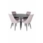 Dipp Dining Table - 115cm - Black Veneer / All black legs , Leone Dining Chair - Pink / Black_4