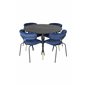 Dipp Dining Table - 115cm - Black / Black Brass, Arrow armchair - Black Legs - Blue Velvet_4