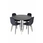 Dipp Dining Table - 115cm - Black / Black Brass, Polar Diamond Dining Chair - Black Legs - Black Velvet_4