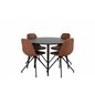 Dipp Dining Table - 115cm - Black Veneer / All black legs , Polar Dining Chair with Spin function - black Legs - Brown PU - Whit