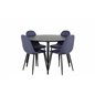 Dipp Dining Table - 115cm - Black Veneer / All black legs , Polar Dining Chair - Black Legs - Blue Fabric_4