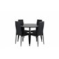 Dipp Dining Table - 115cm - Black Veneer / All black legs , Slim High Back Dining Chair - Black Legs - Black PU_4