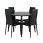 Dipp Dining Table - 115cm - Black Veneer / All black legs , Slim High Back Dining Chair - Black Legs - Black PU_4