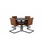 Dipp Dining Table - 115cm - Black Veneer / All black legs , Art Armchair - Brown / Black_4