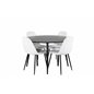 Dipp Dining Table - 115cm - Black Veneer / All black legs , Polar Fluff Dining Chair - Black Legs - White Teddy _4