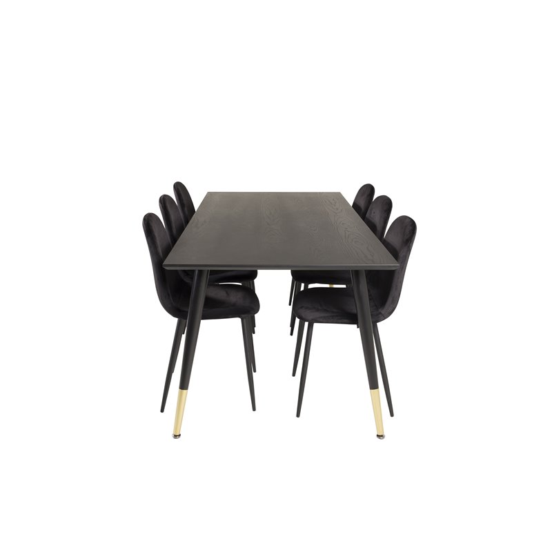 Dipp Dining Table - 180*90cm - Black / Black Brass, Polar Dining Chair - Black legs / Black Velvet (ersätter 19902-888)_6