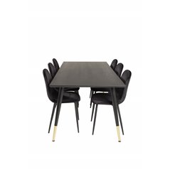 Dipp Dining Table - 180*90cm - Black / Black Brass, Polar Dining Chair - Black legs / Black Velvet (ersätter 19902-888)_6