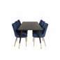 Dipp Dining Table - 180*90cm - Black / Black Brass, Velvet Deluxe Dining Chair - Blue / Brass_6