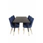 Dipp Dining Table - 180*90cm - Black / Black Brass, Velvet Deluxe Dining Chair - Blue / Brass_6