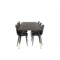 Dipp Dining Table - 180*90cm - Black / Black Brass, Polar Dining Chair - Black / Black_6