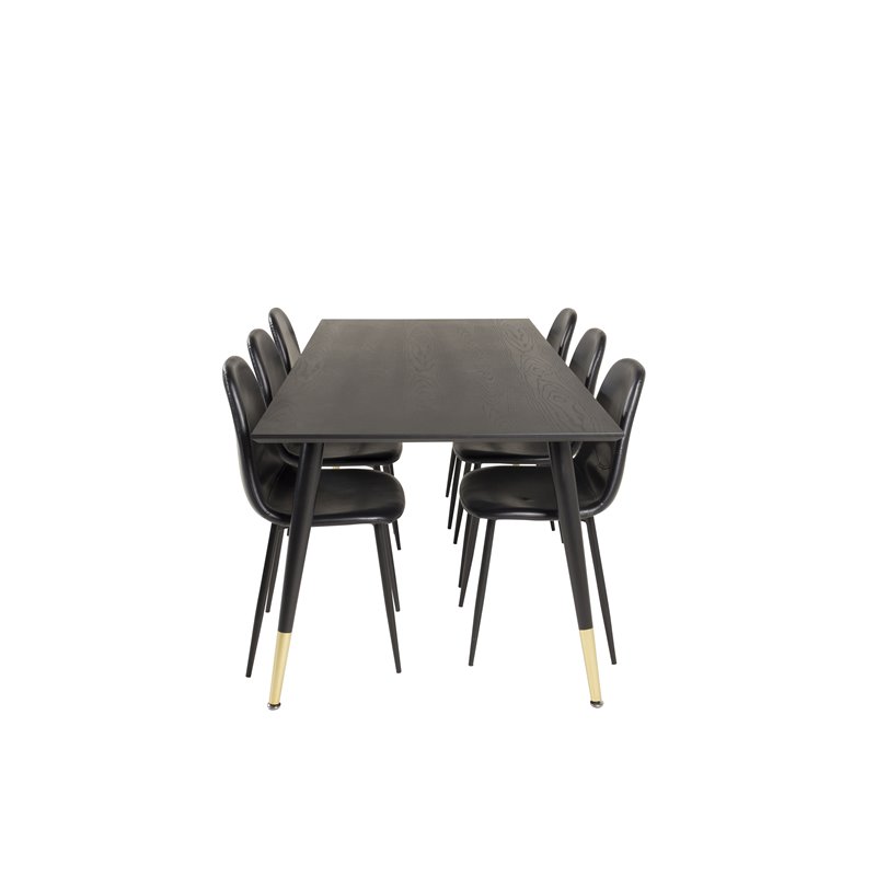 Dipp Dining Table - 180*90cm - Black / Black Brass, Polar Dining Chair - Black / Black_6