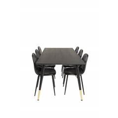 Dipp Dining Table - 180*90cm - Black / Black Brass, Polar Dining Chair - Black / Black_6