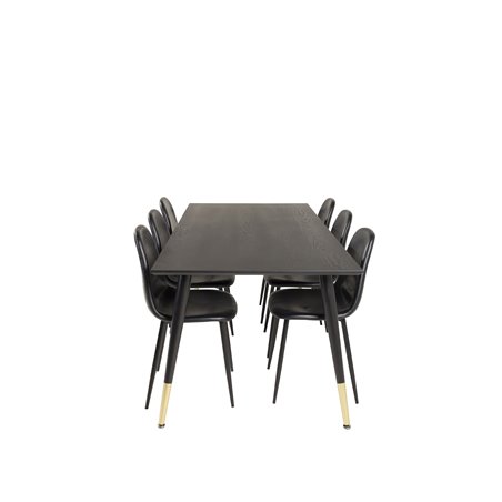 Dipp Dining Table - 180*90cm - Black / Black Brass, Polar Dining Chair - Black / Black_6